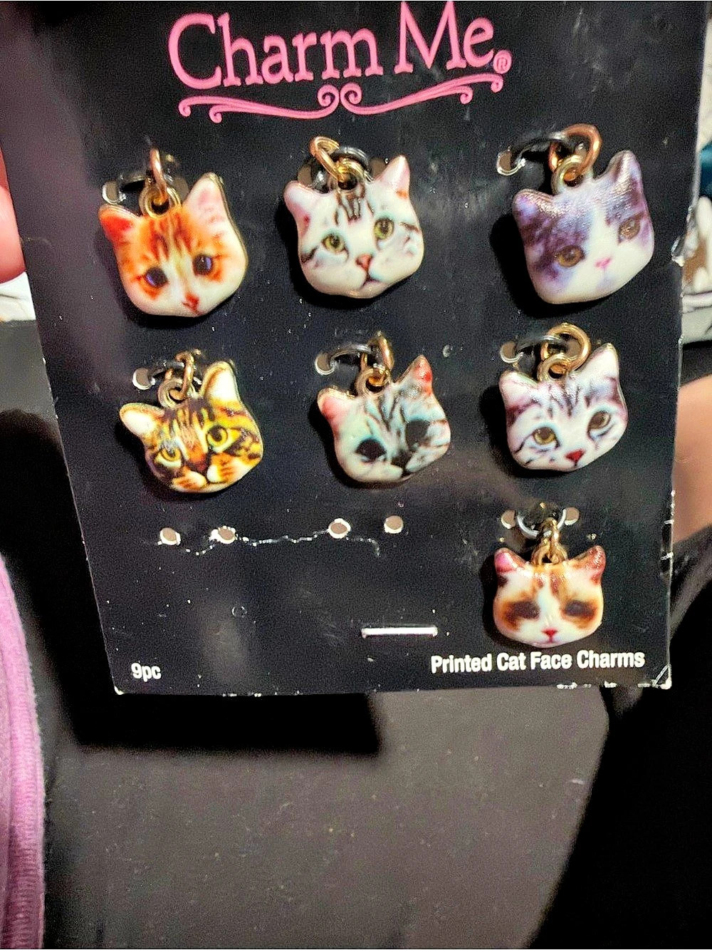 Charm Me Printed Cat Face Charms (7-Pieces)